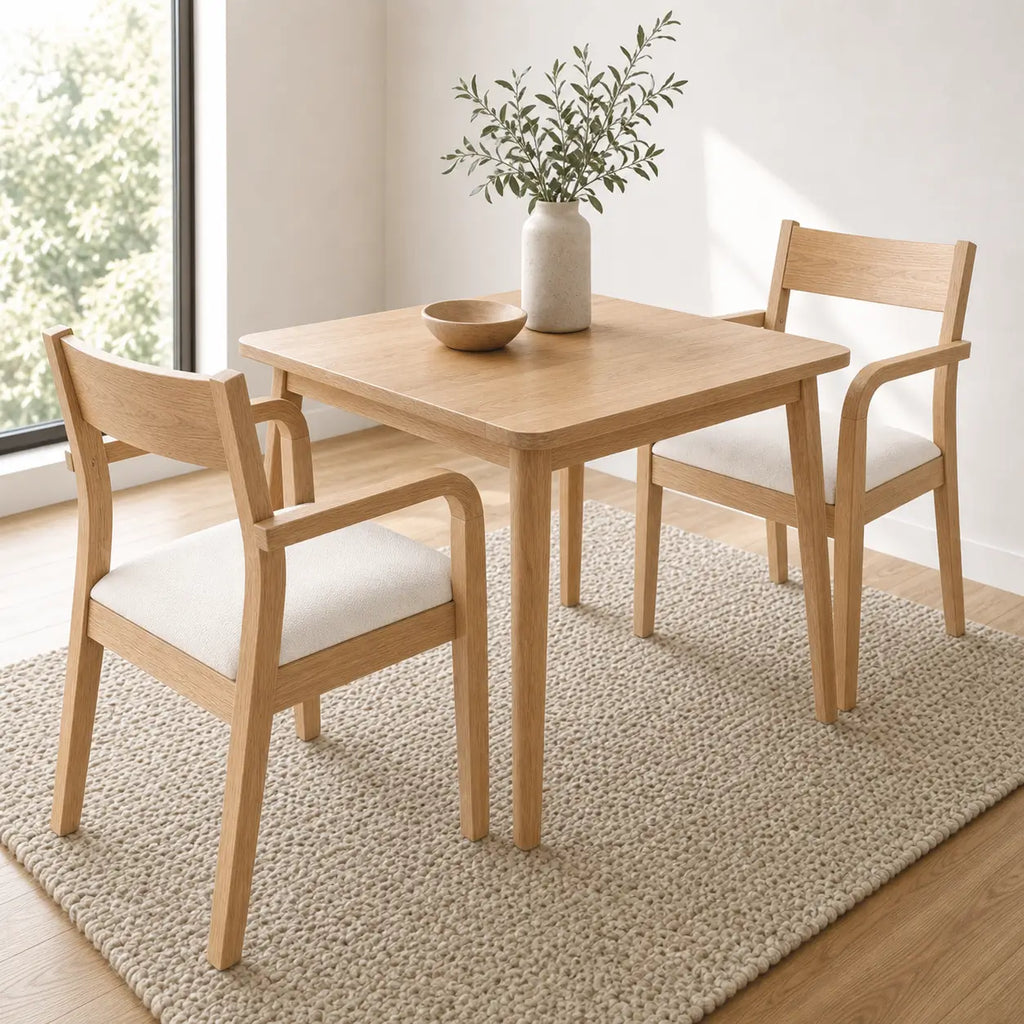 Lot de 2 chaises de salle à manger en bois d'hévéa massif Aurore