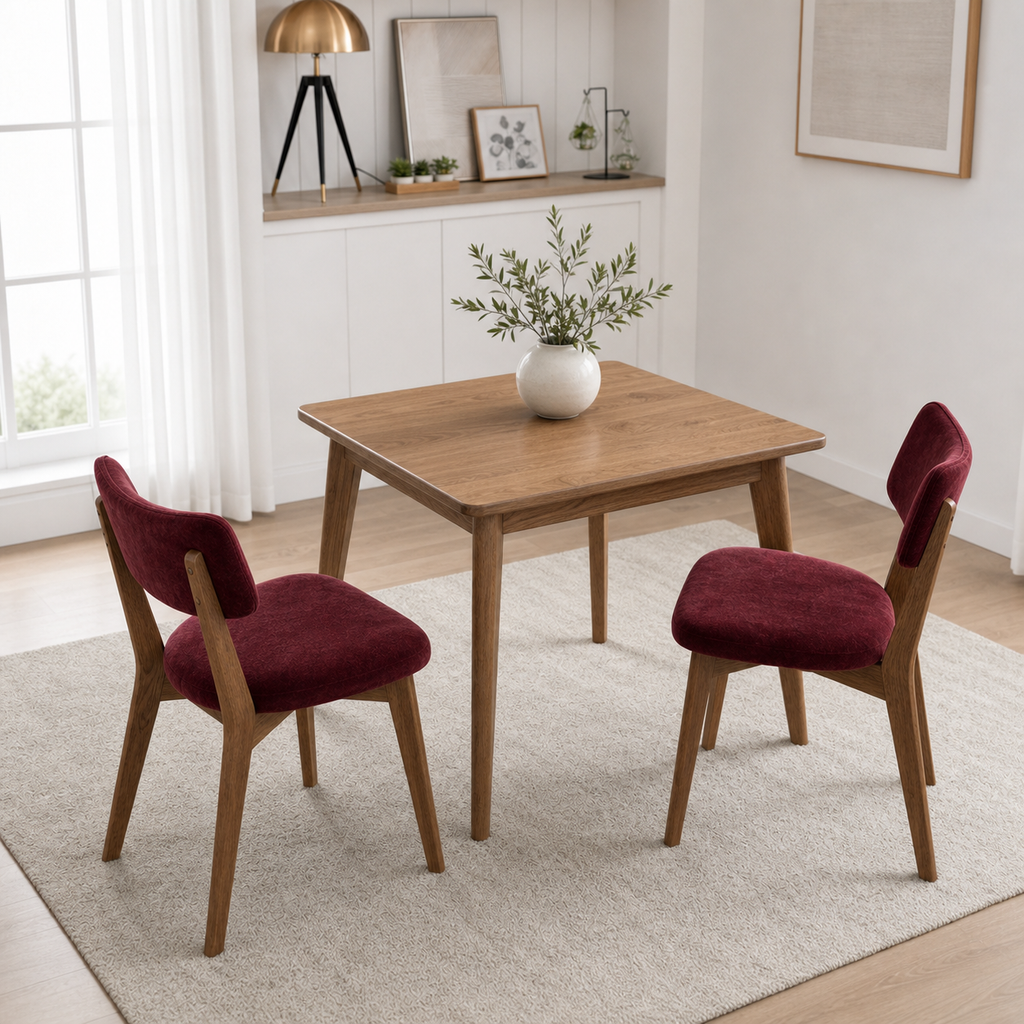 Lot de 2 chaises en bois massif Joséphine - Bordeaux