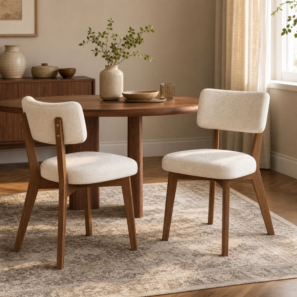 Lot de 2 chaises en bois massif Apolline - Beige