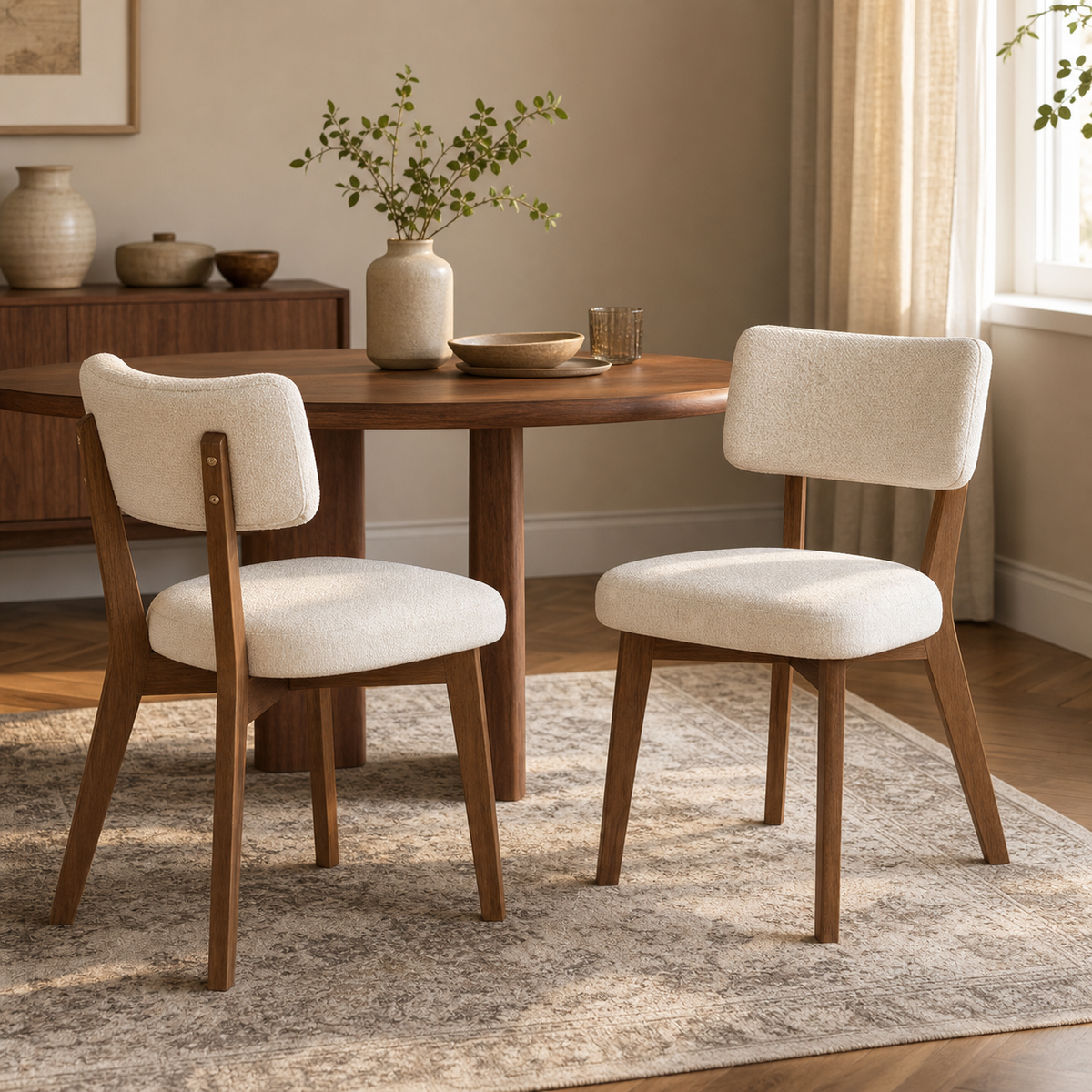 Lot de 2 chaises en bois massif Apolline - Beige