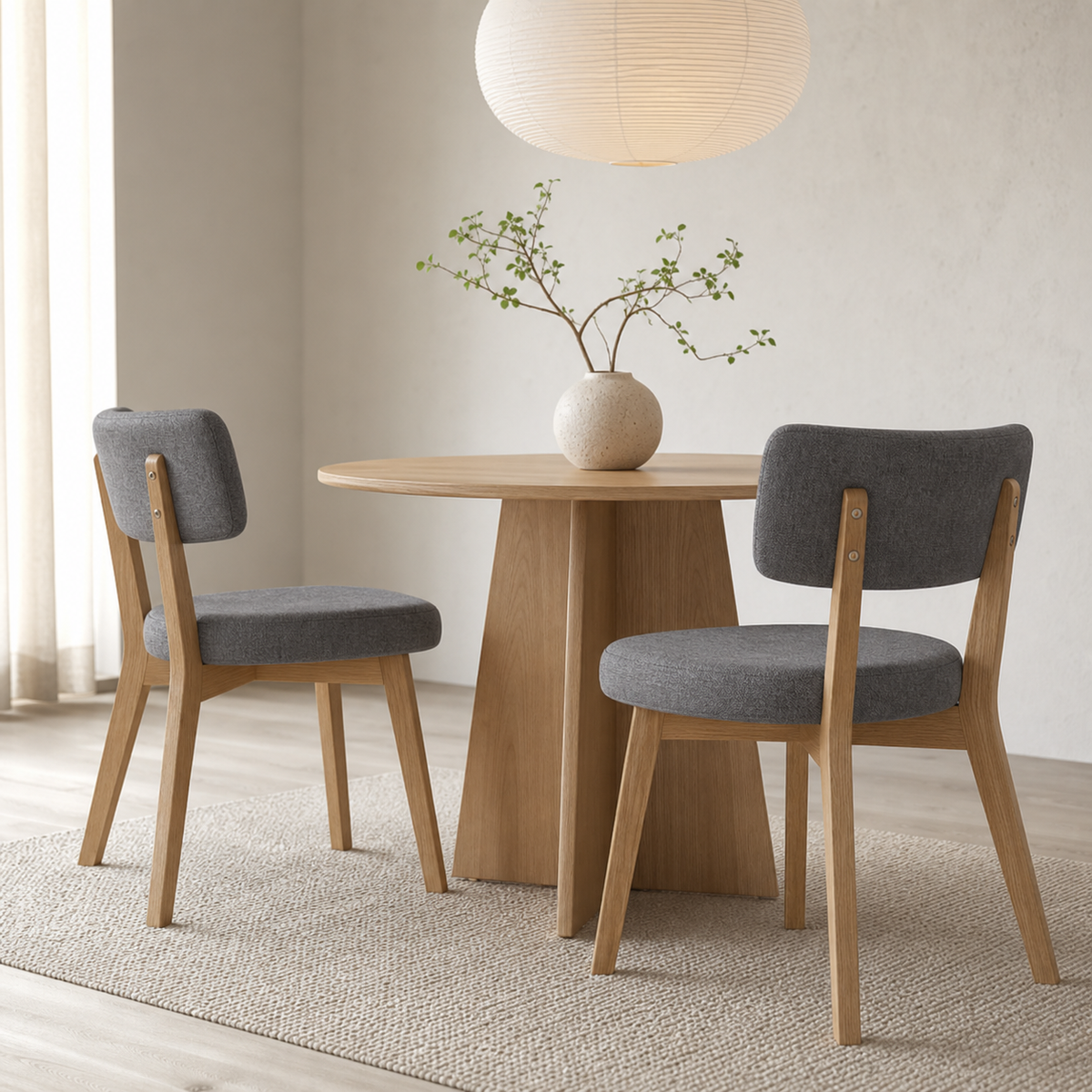Lot de 2 chaises en bois massif Apolline - Gris
