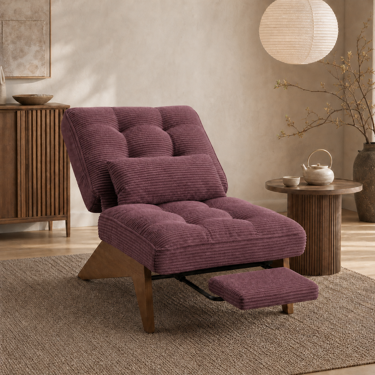 Fauteuil lounge en bois Marguerite - Bordeaux