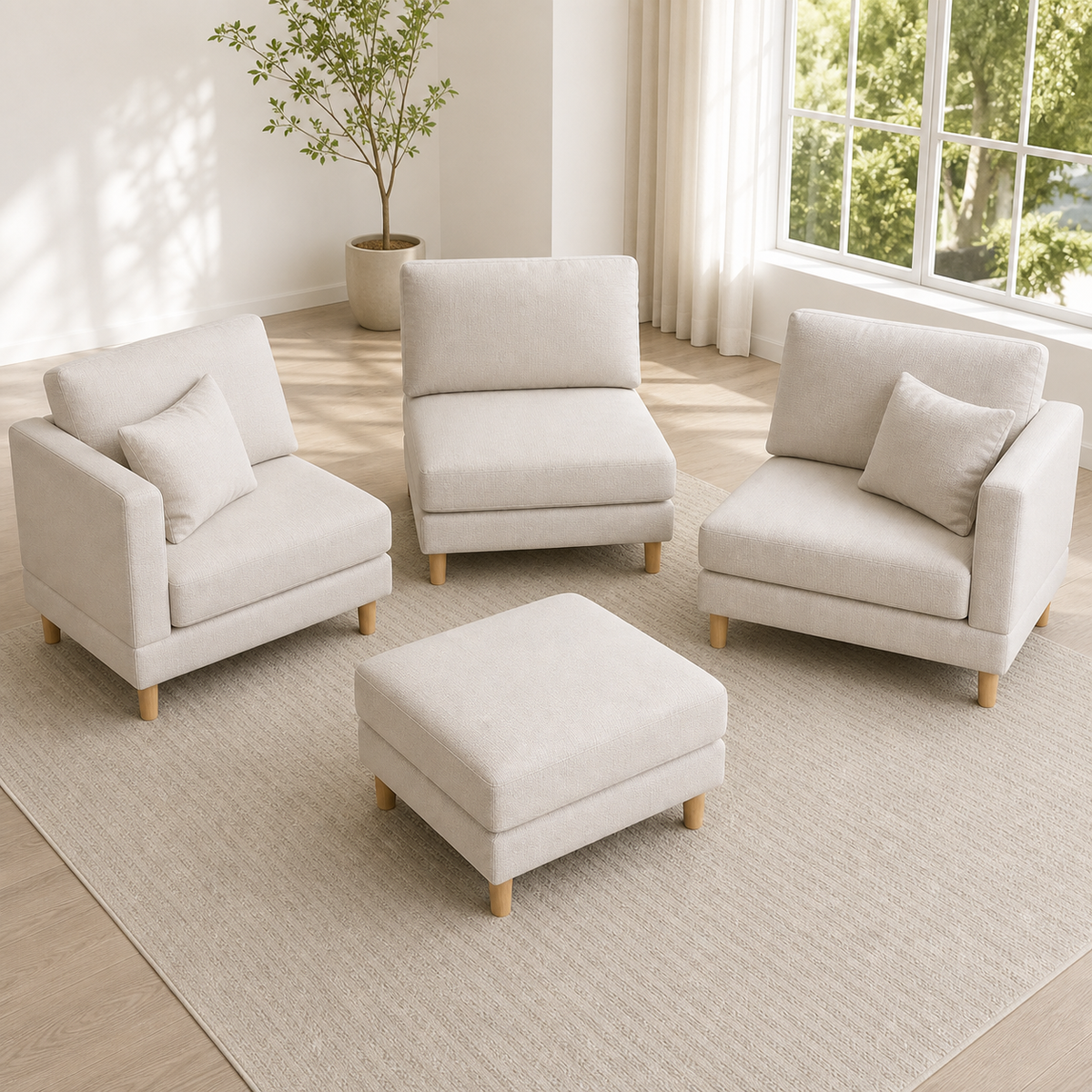 Canapé d'angle modulable en bois massif Garance