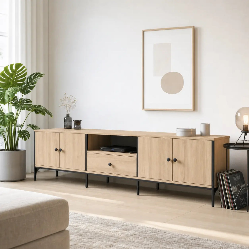 Meuble TV 200 cm en bois Blanche