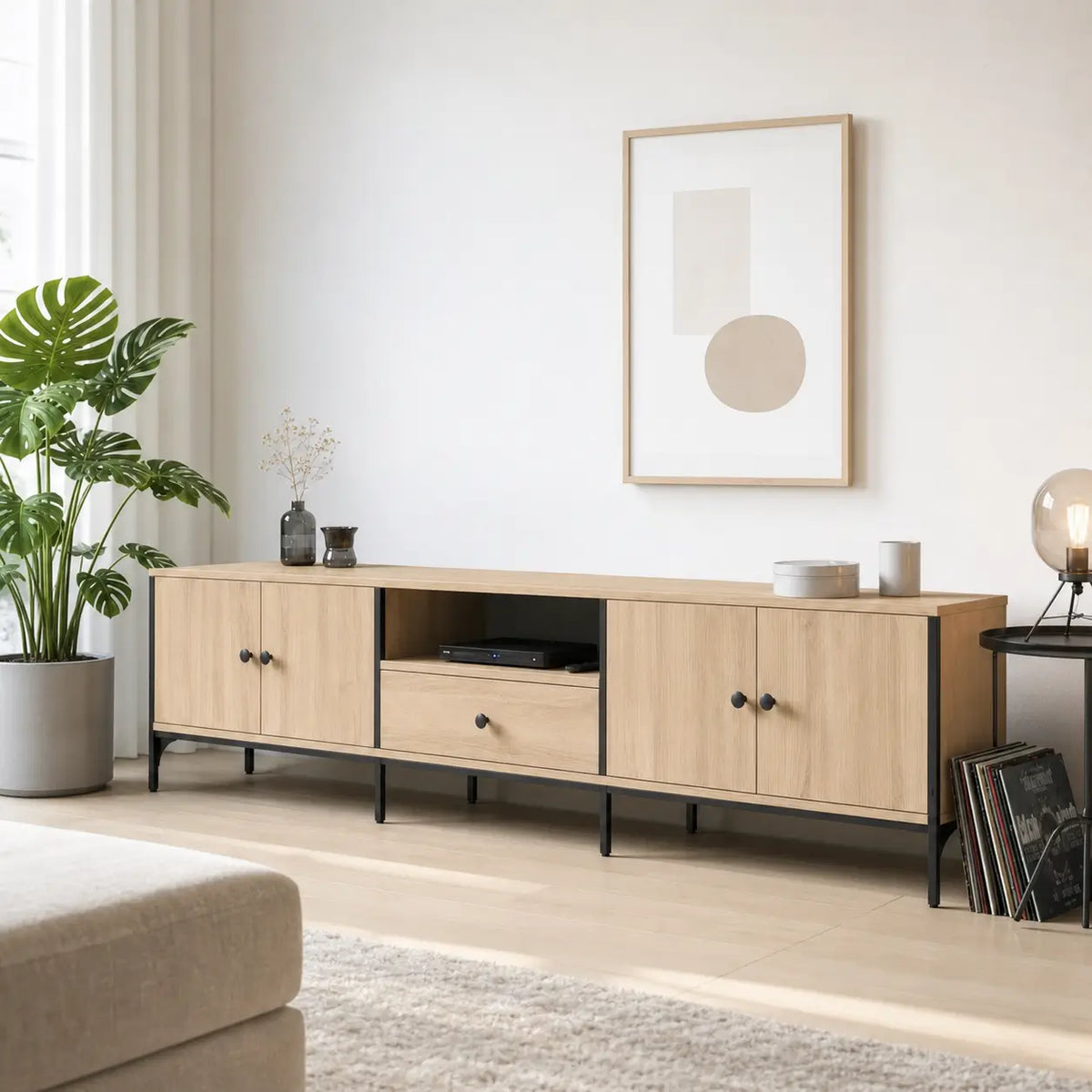 Meuble TV 200 cm en bois Blanche