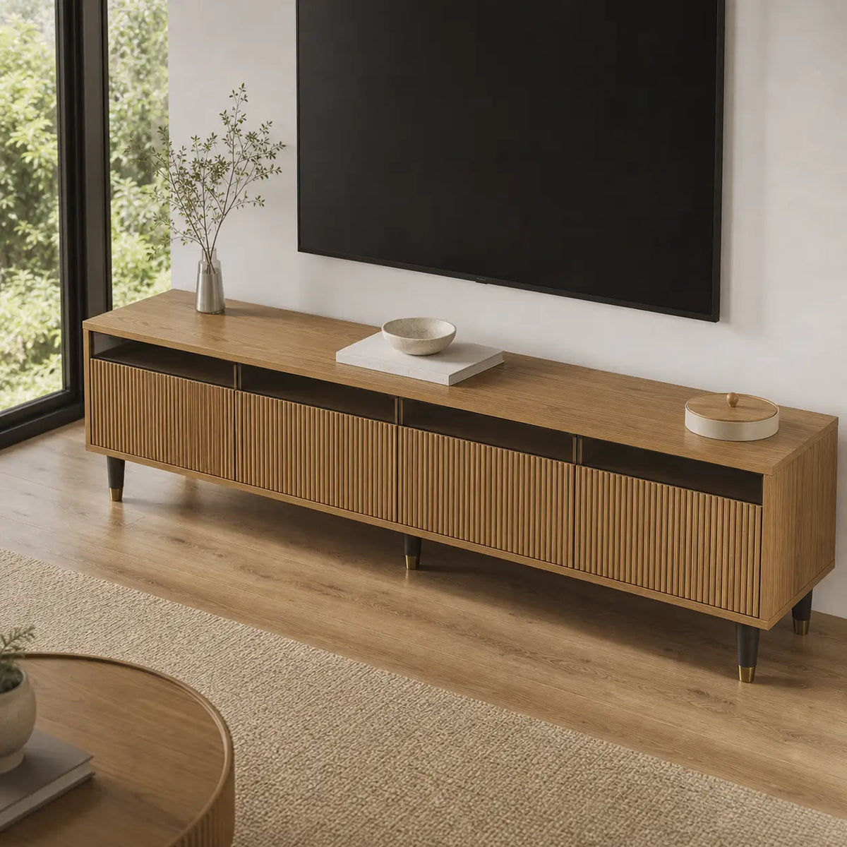 Meuble TV 4 tiroirs en bois Étienne