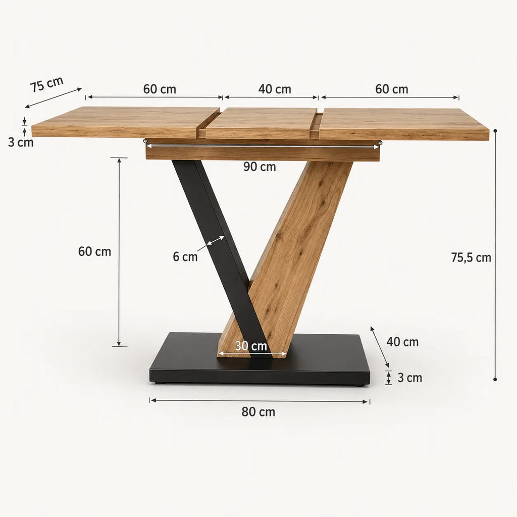 Table à manger extensible en bois Victor