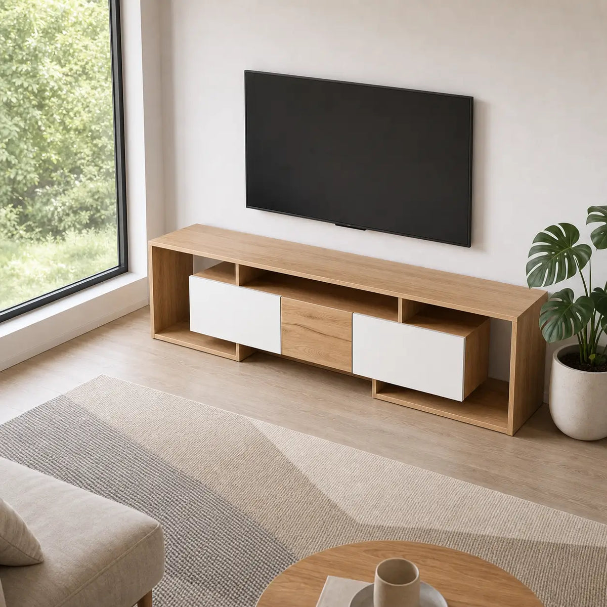 Meuble TV 2 portes en bois Adeline