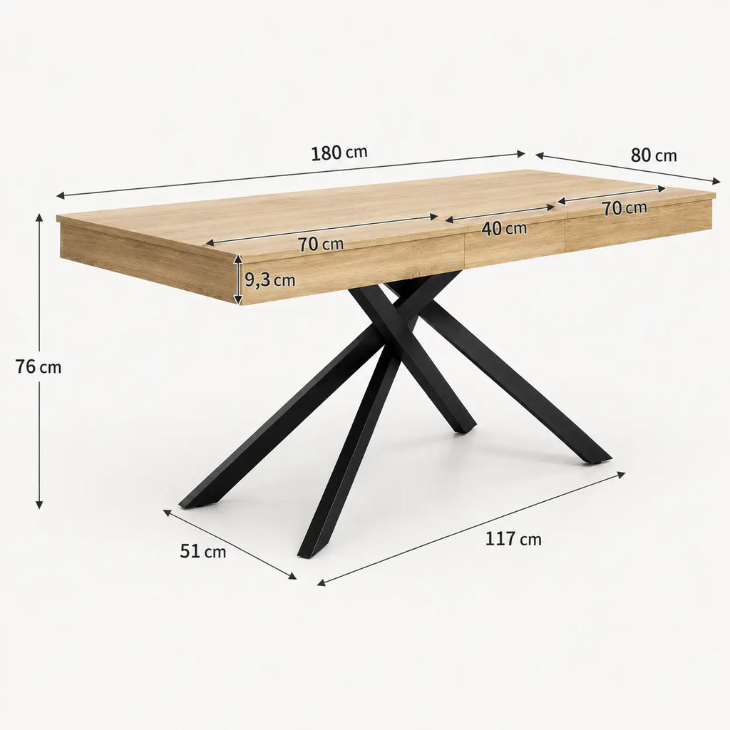 Table à manger rectangulaire extensible en bois Margaux