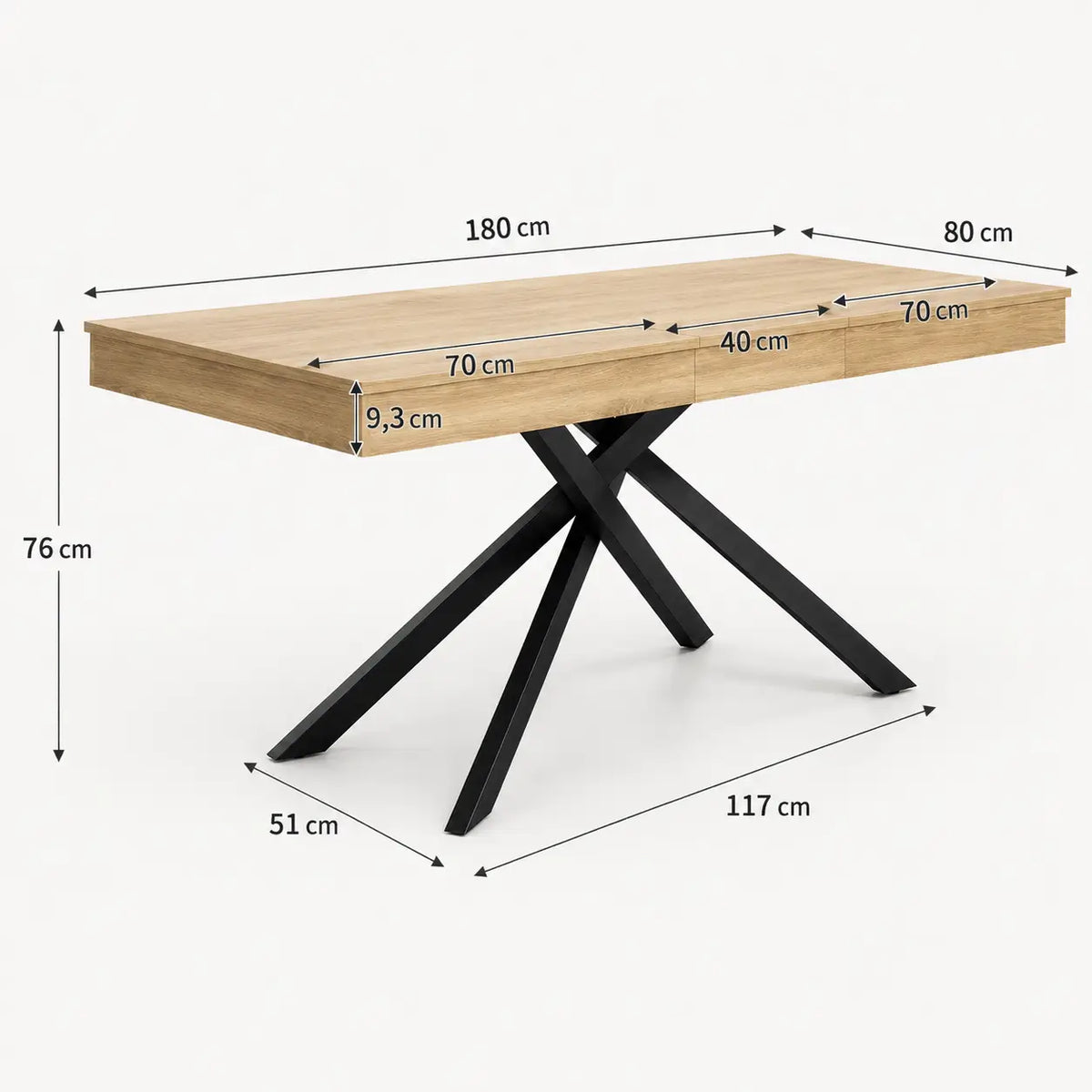 Table à manger rectangulaire extensible en bois Margaux