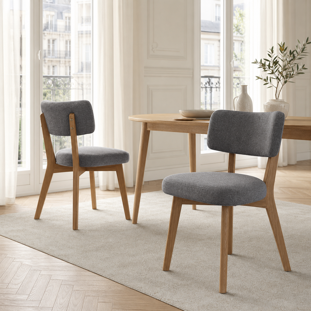 Lot de 2 chaises en bois massif Apolline - Gris
