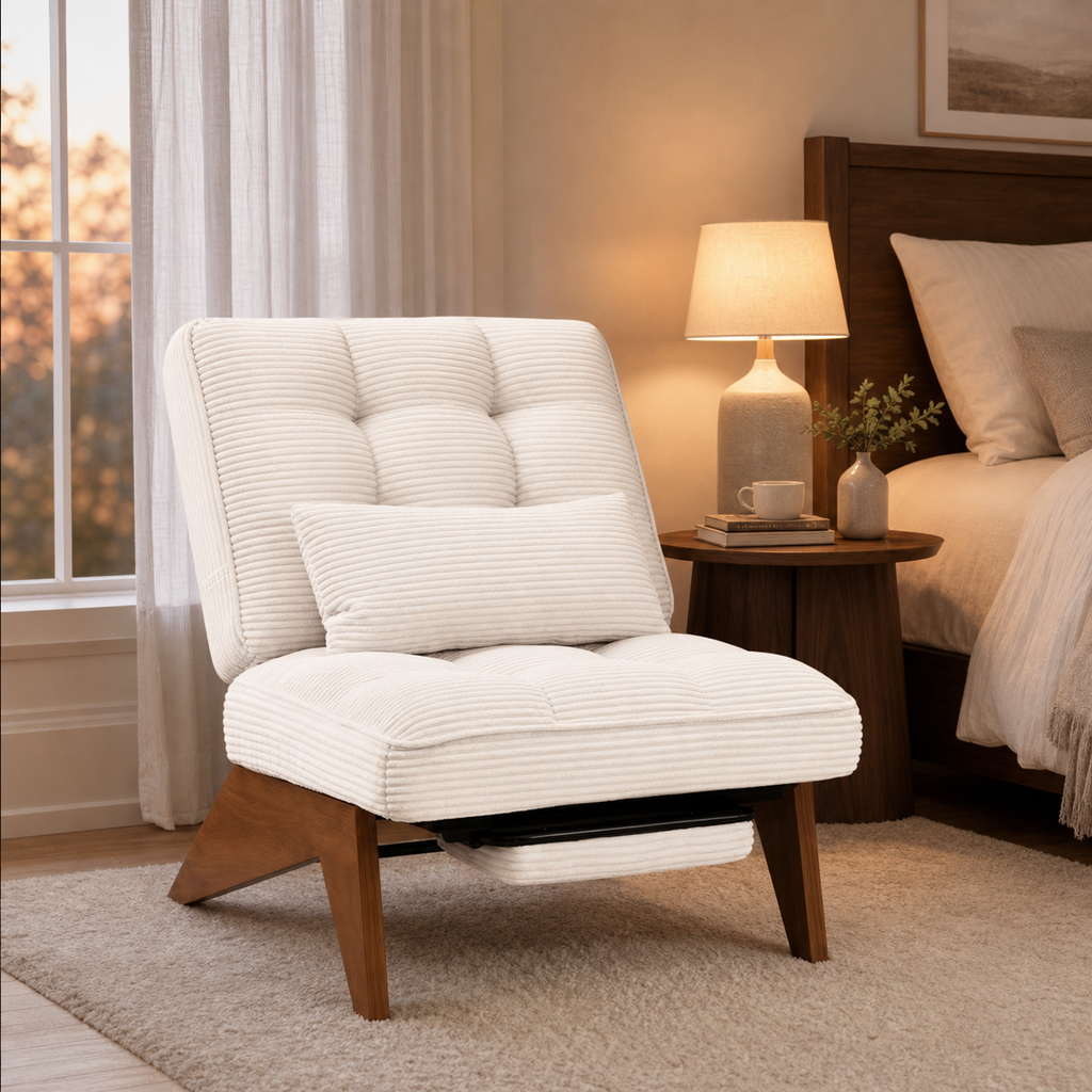 Fauteuil lounge en bois Marguerite - Beige