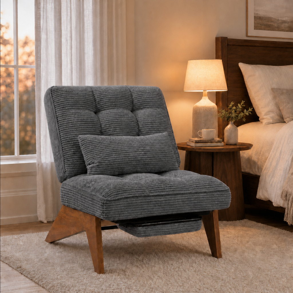 Fauteuil lounge en bois Marguerite - Gris