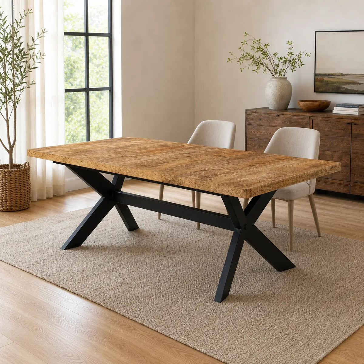 Table à manger en bois de manguier massif Gaston