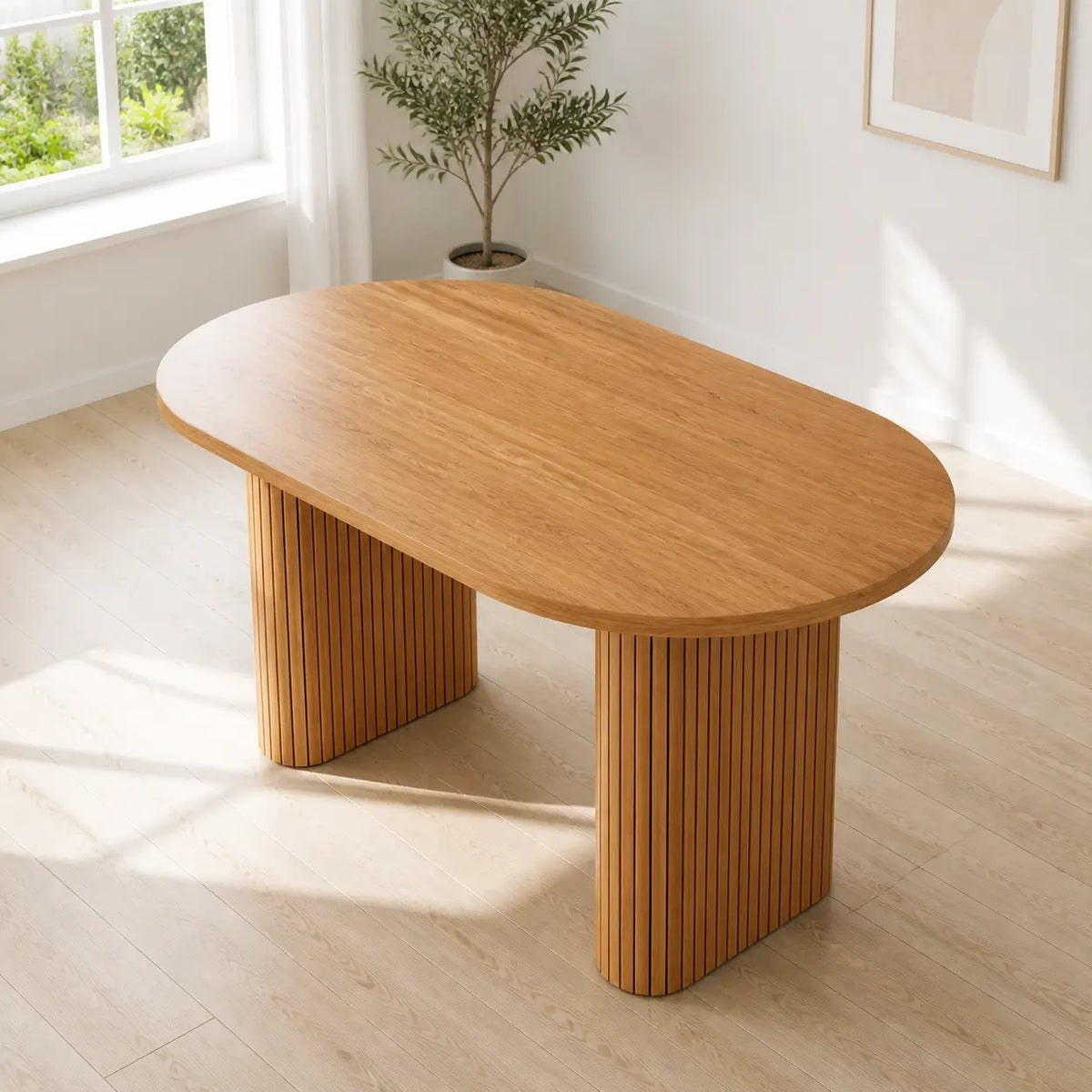 Table à manger ovale extensible en bois Faustine - Marron