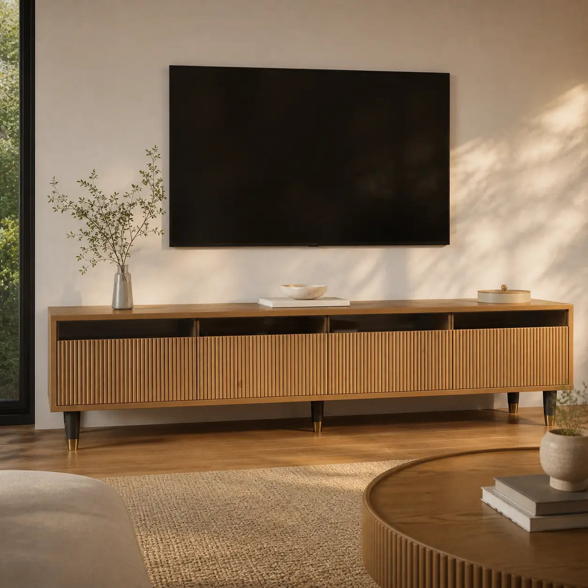Meuble TV 4 tiroirs en bois Étienne