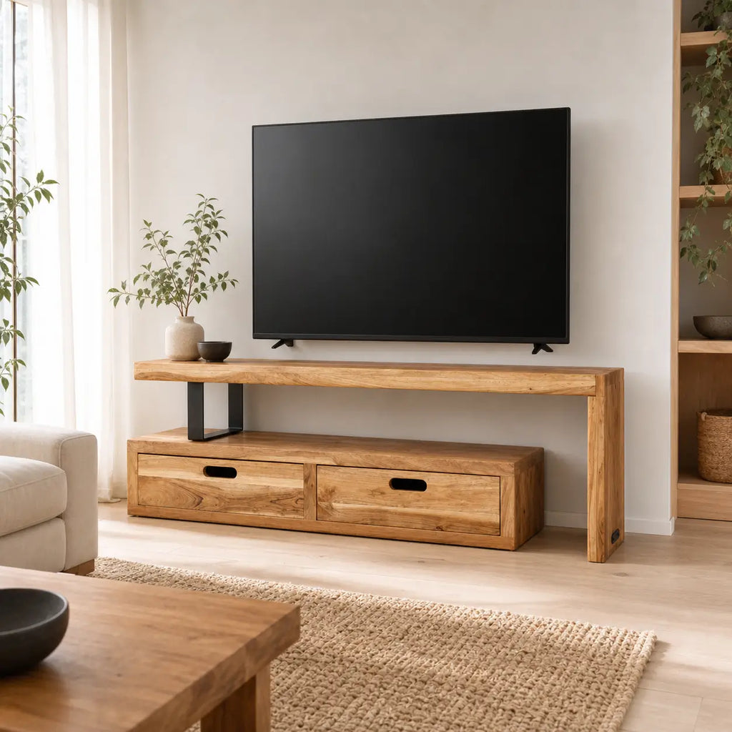 Meuble TV extensible en bois de manguier massif Tom