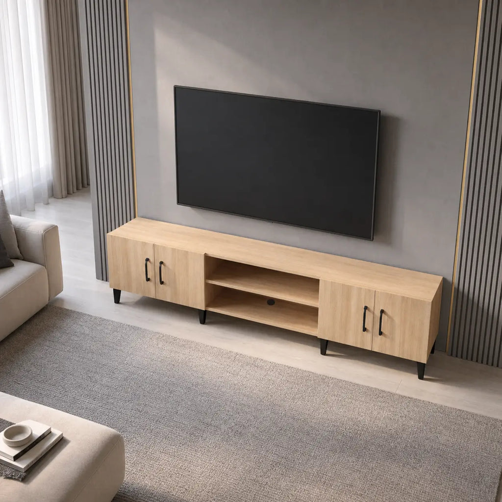 Meuble TV 180 cm en bois Hadrien
