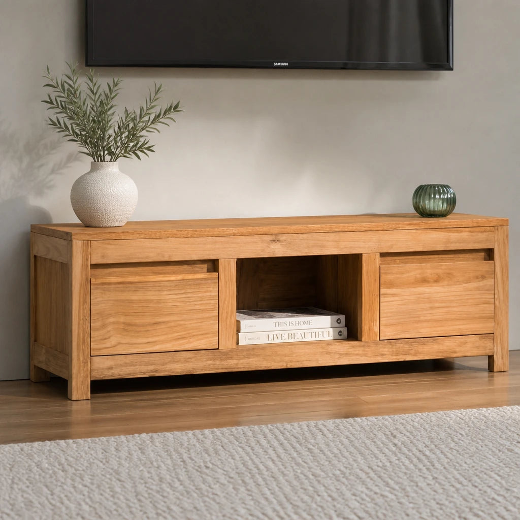 Meuble TV 100 cm en bois de teck massif Louise