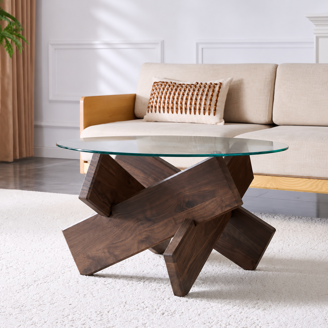 Table basse ronde en bois Antoine - Noyer