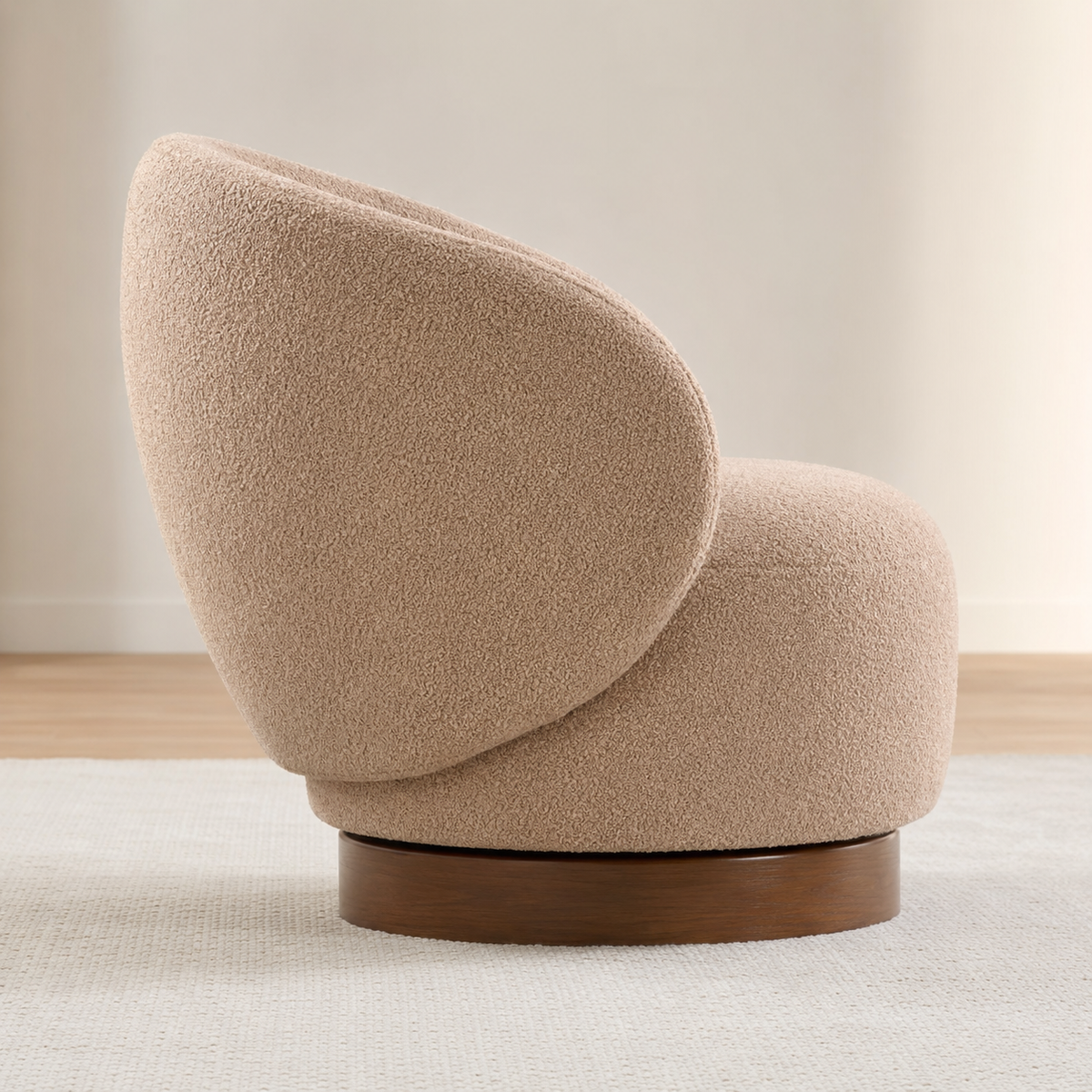 Fauteuil pivotant en bois massif Lucie - Sable
