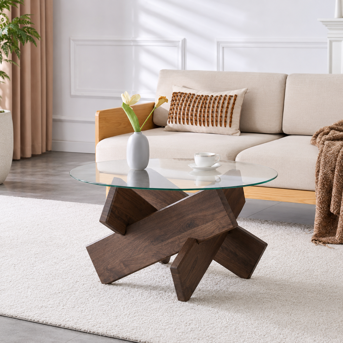 Table basse ronde en bois Antoine - Noyer