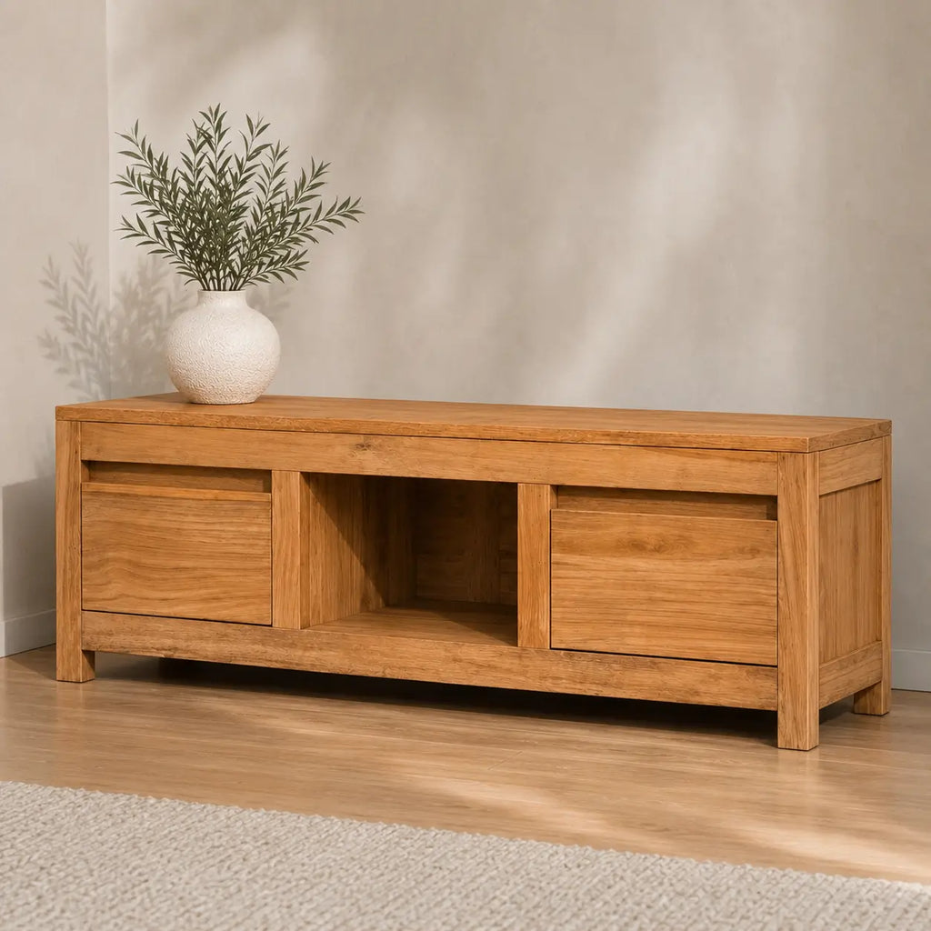 Meuble TV 100 cm en bois de teck massif Louise