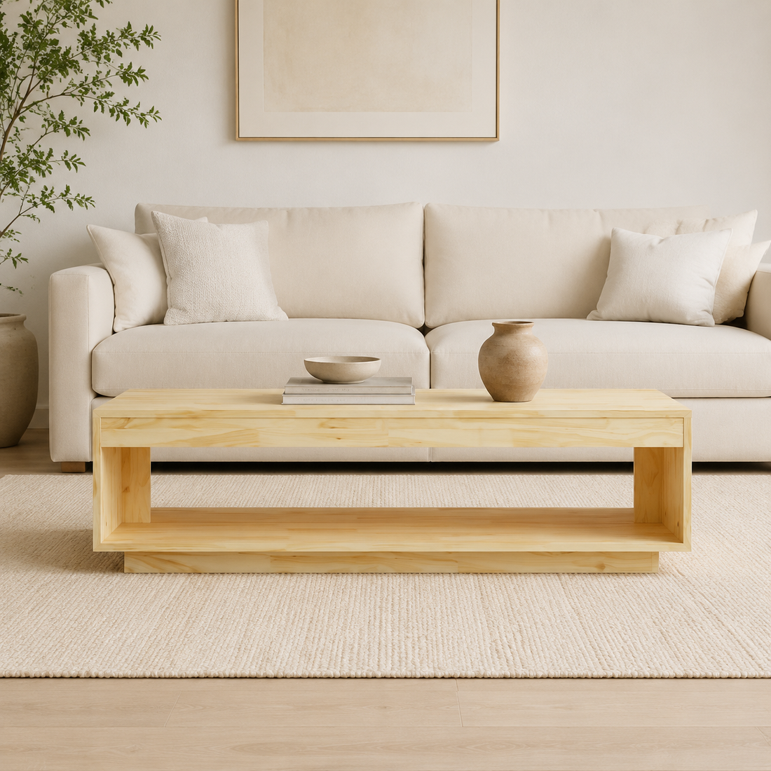 Table basse en bois de pin massif Juliette
