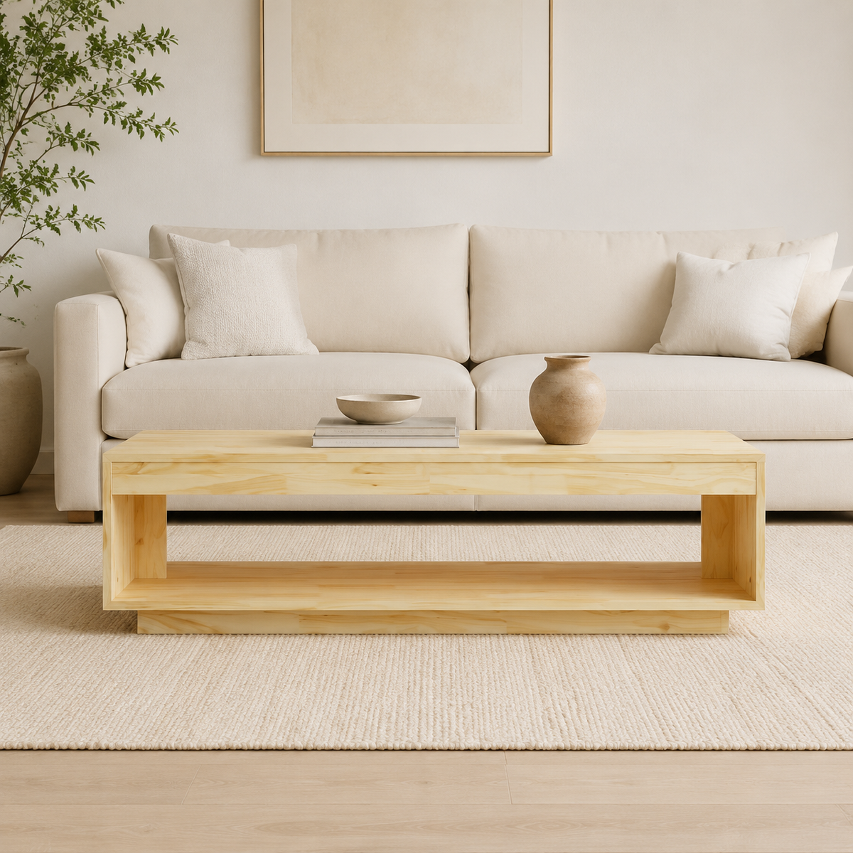 Table basse en bois de pin massif Juliette