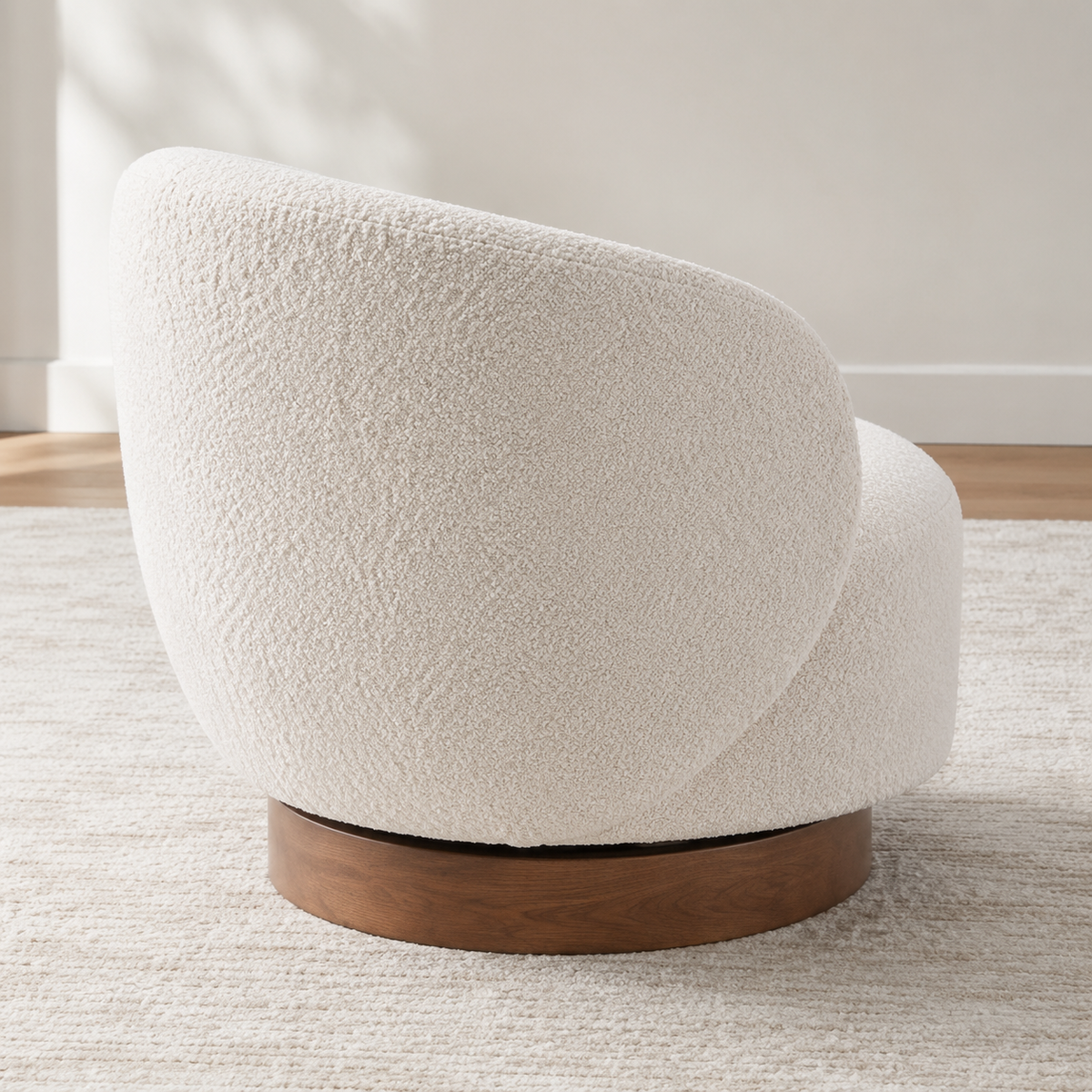 Fauteuil pivotant en bois massif Lucie - Crème