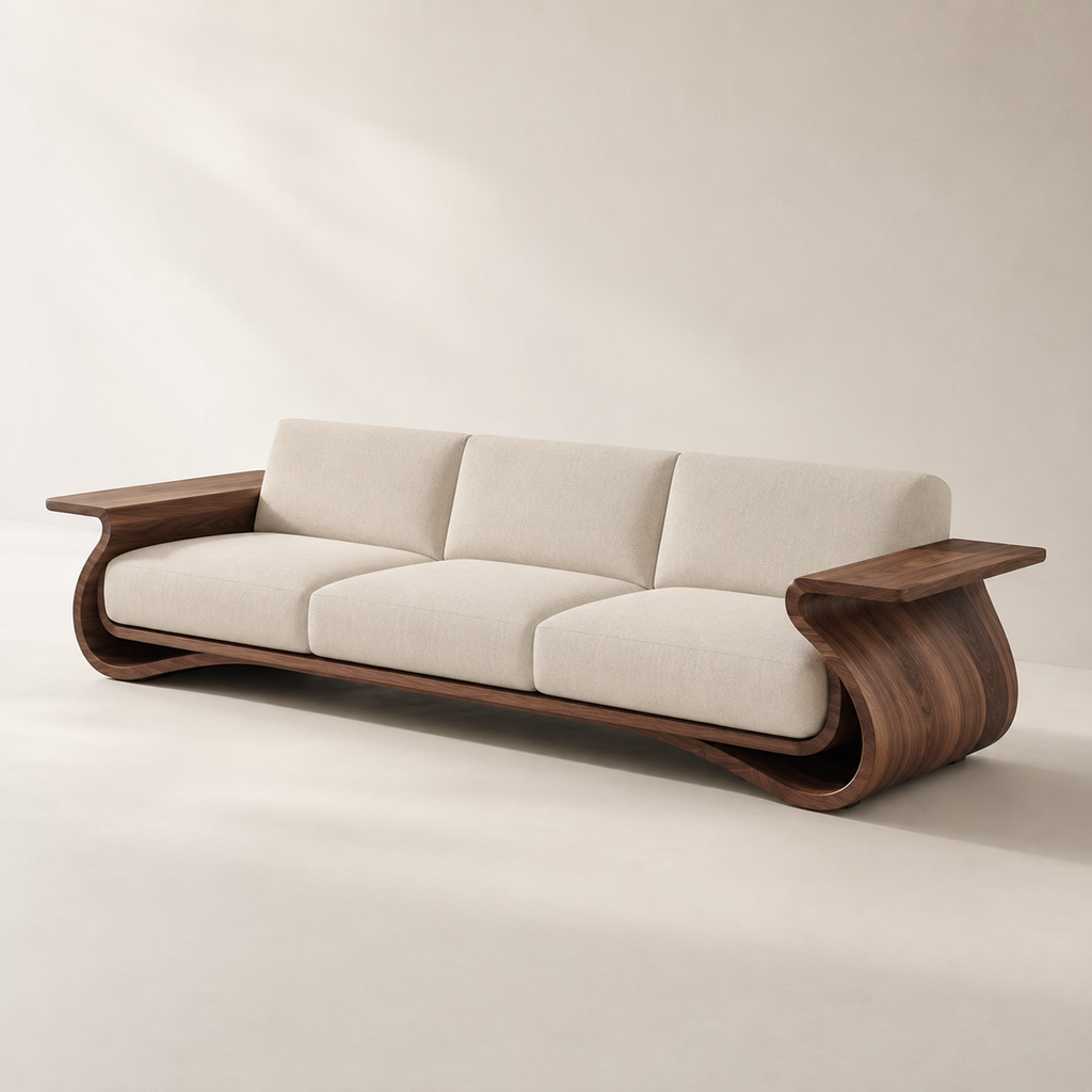 Canapé droit en bois Raphaël - 120 cm