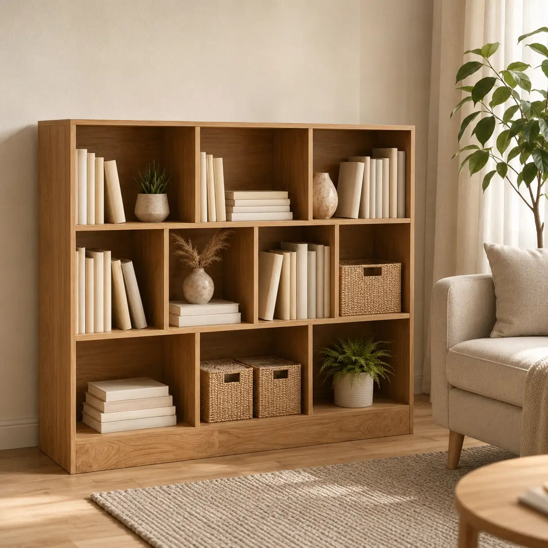 Bibliothèque à 3 niveaux en bois Adèle