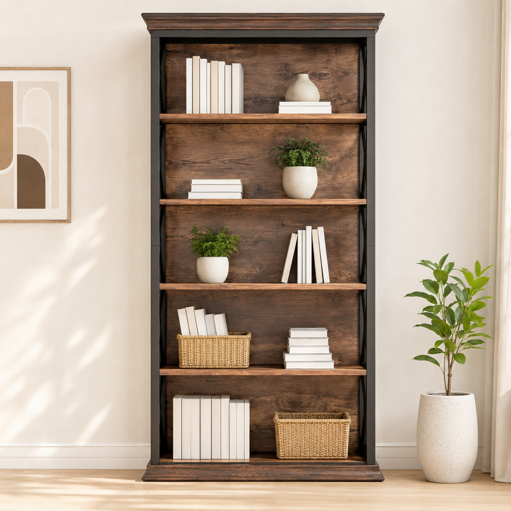 Bibliothèque à 5 niveaux en bois Marius - Marron