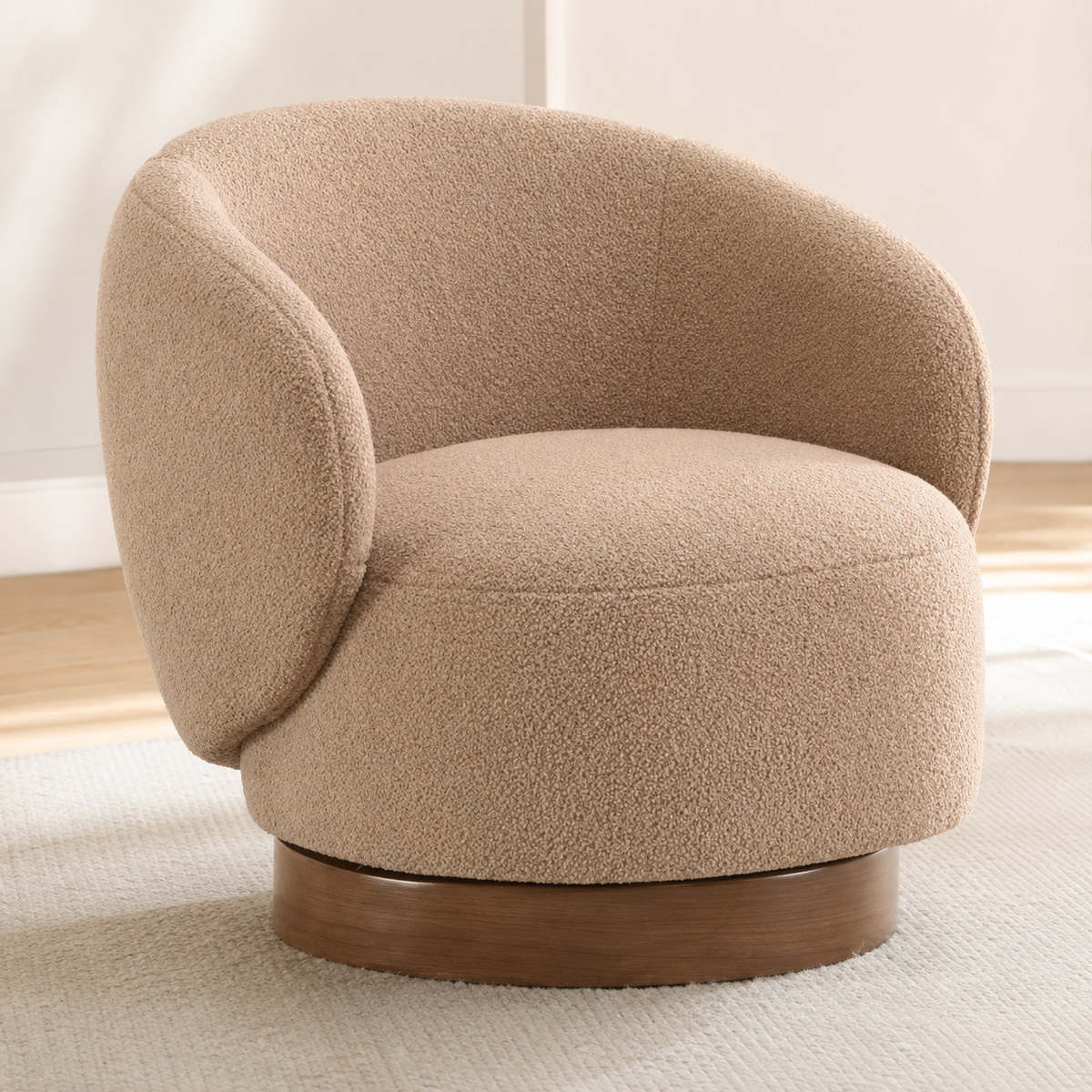 Fauteuil pivotant en bois massif Lucie - Sable