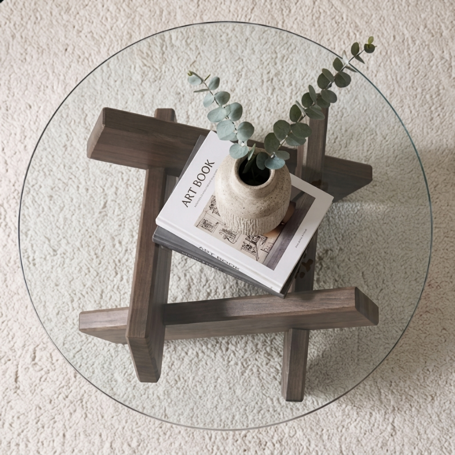 Table basse ronde en bois Antoine - Noyer