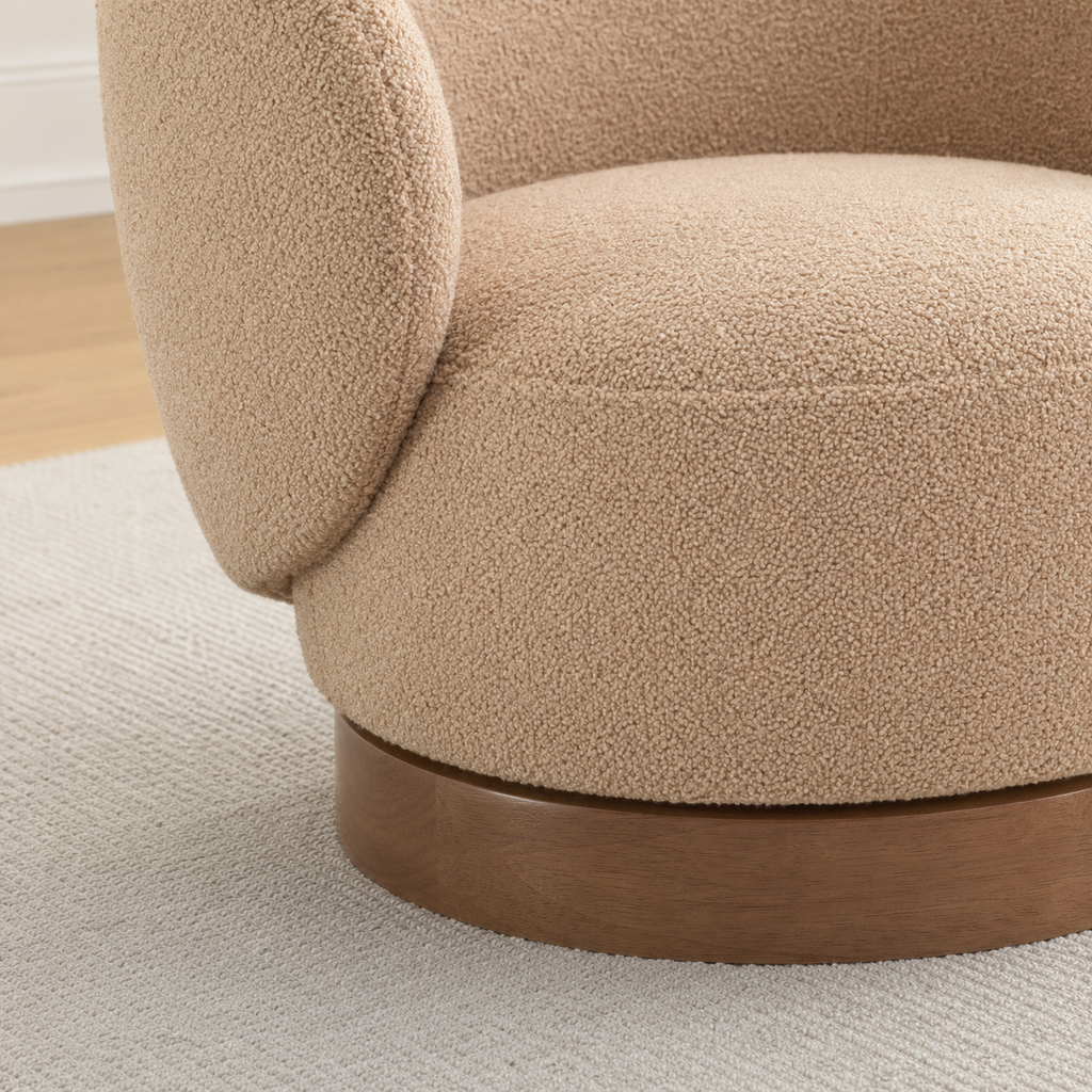 Fauteuil pivotant en bois massif Lucie - Sable