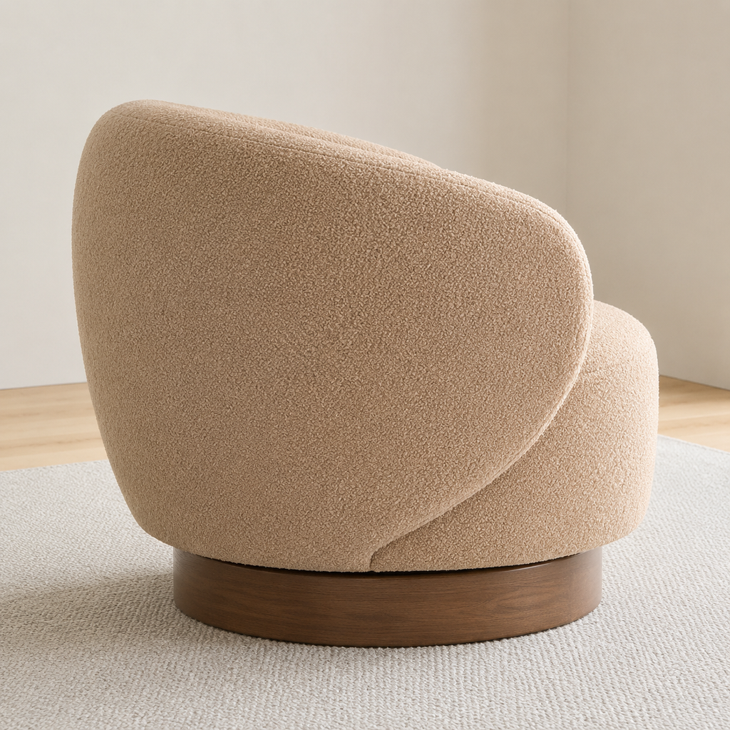 Fauteuil pivotant en bois massif Lucie - Sable