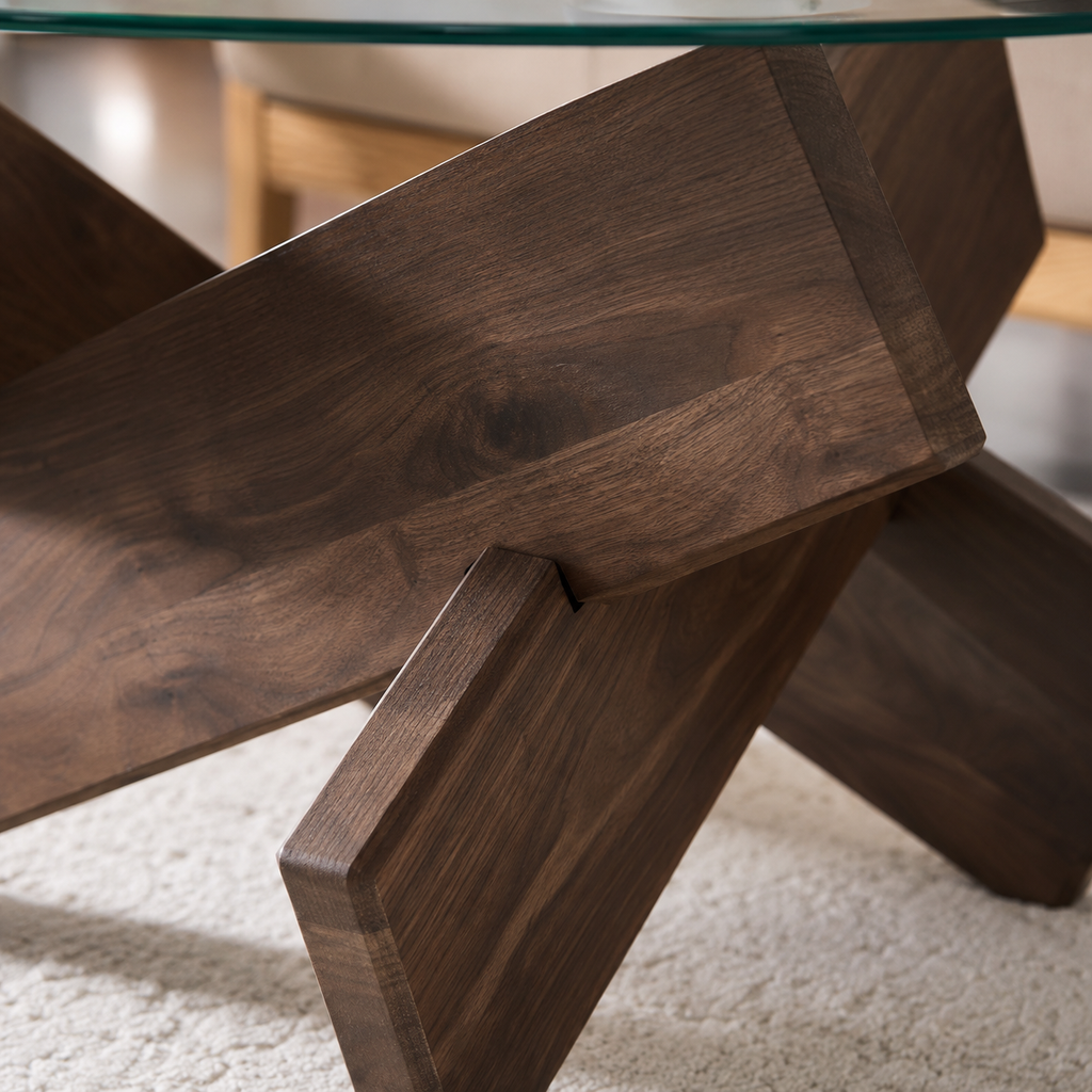 Table basse ronde en bois Antoine - Noyer
