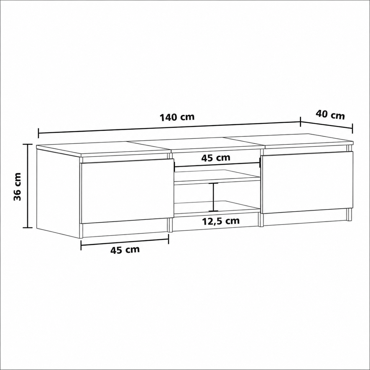 Meuble TV 140 cm en bois Émilie