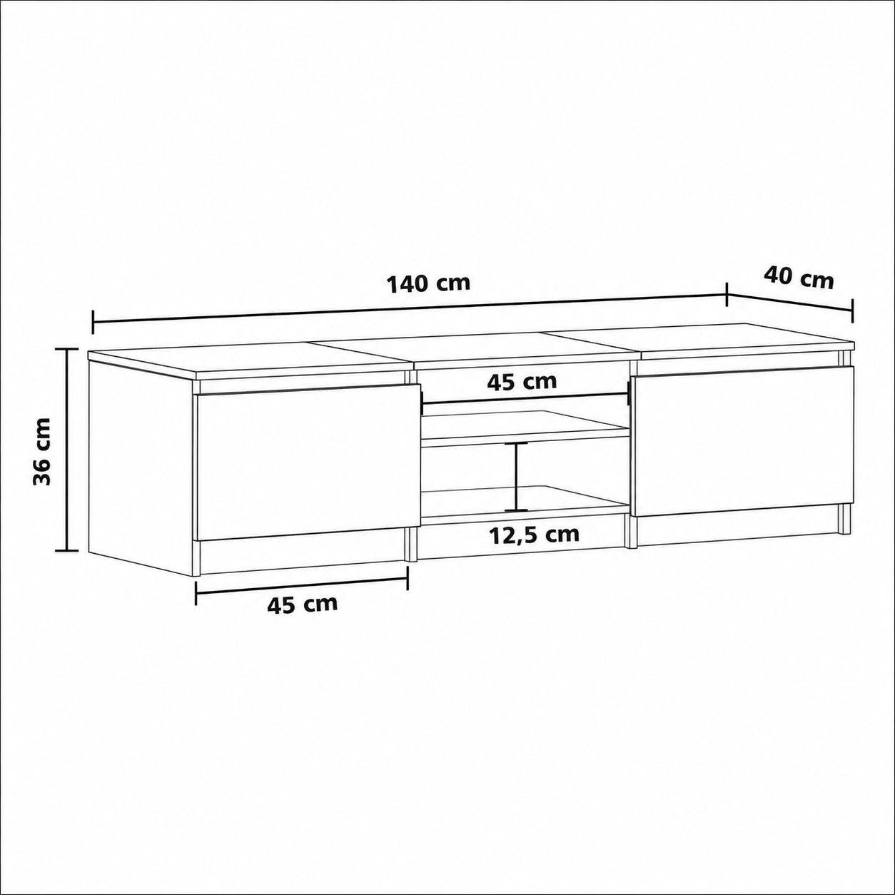 Meuble TV 140 cm en bois Émilie