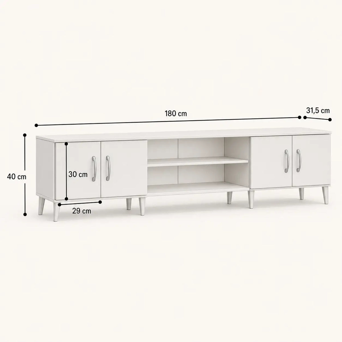 Meuble TV 180 cm en bois Hadrien