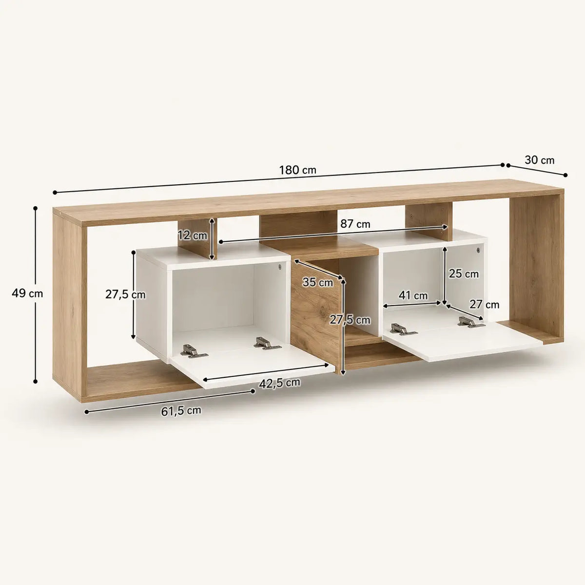 Meuble TV 2 portes en bois Adeline