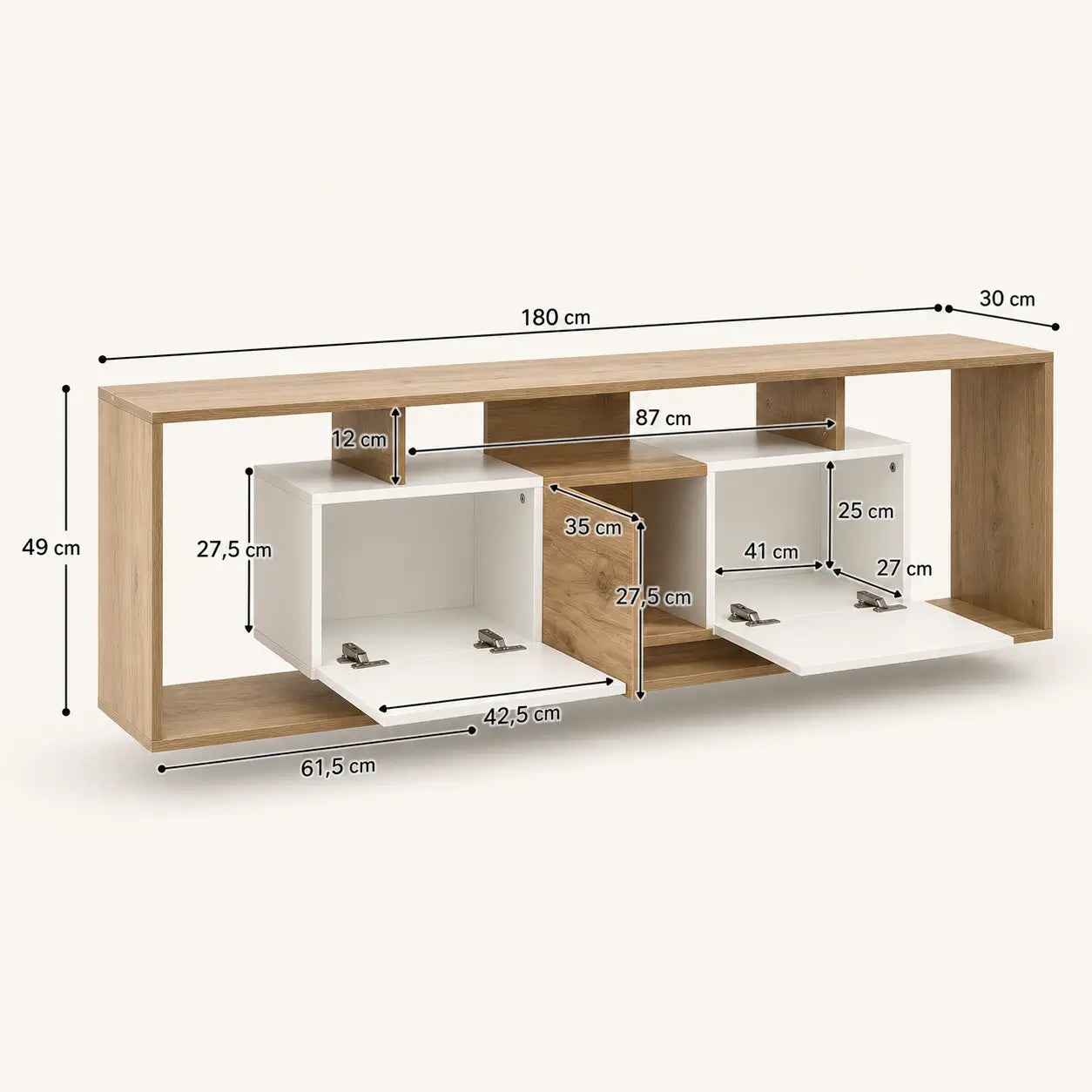 Meuble TV 2 portes en bois Adeline