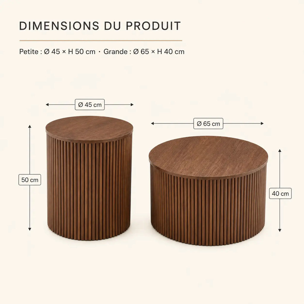 Table basse gigognes en bois Inès