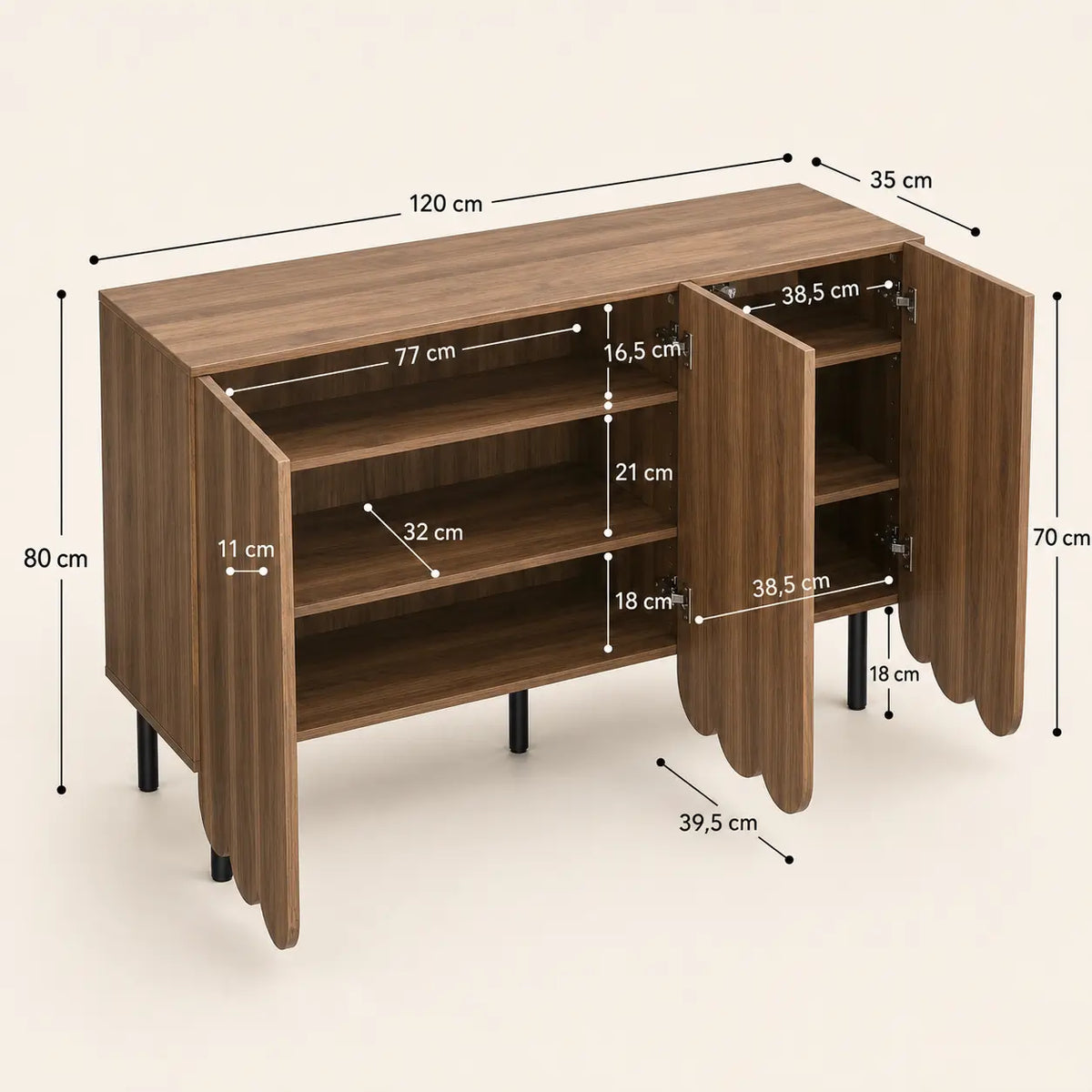 Buffet 120 cm en bois Oscar