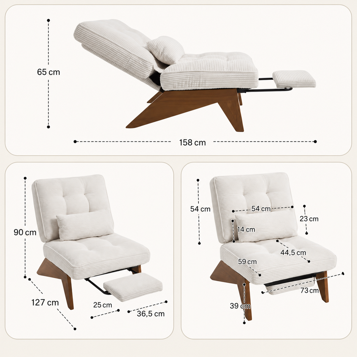 Fauteuil lounge en bois Marguerite - Beige