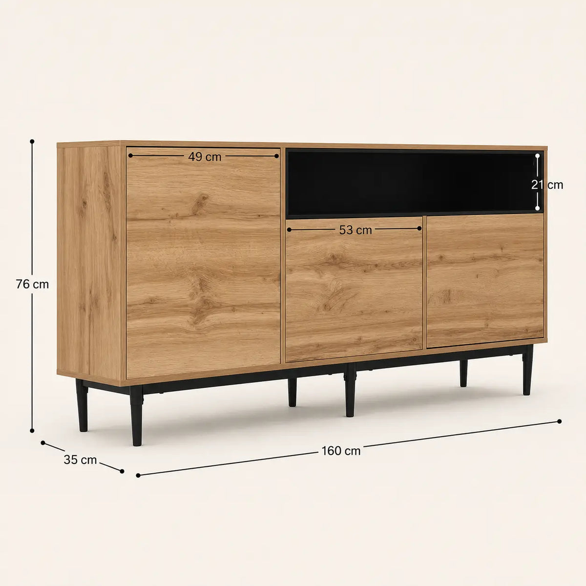 Buffet 3 portes en bois Thomas