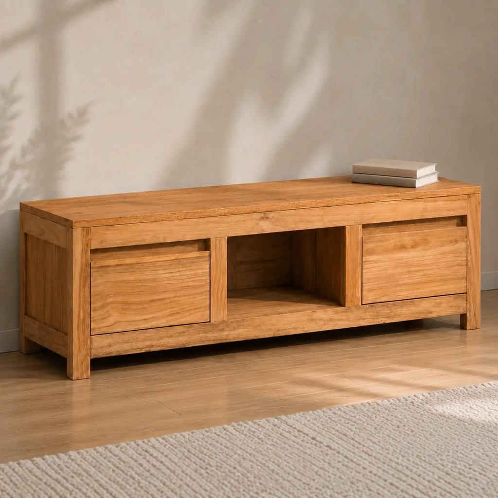 Meuble TV 100 cm en bois de teck massif Louise
