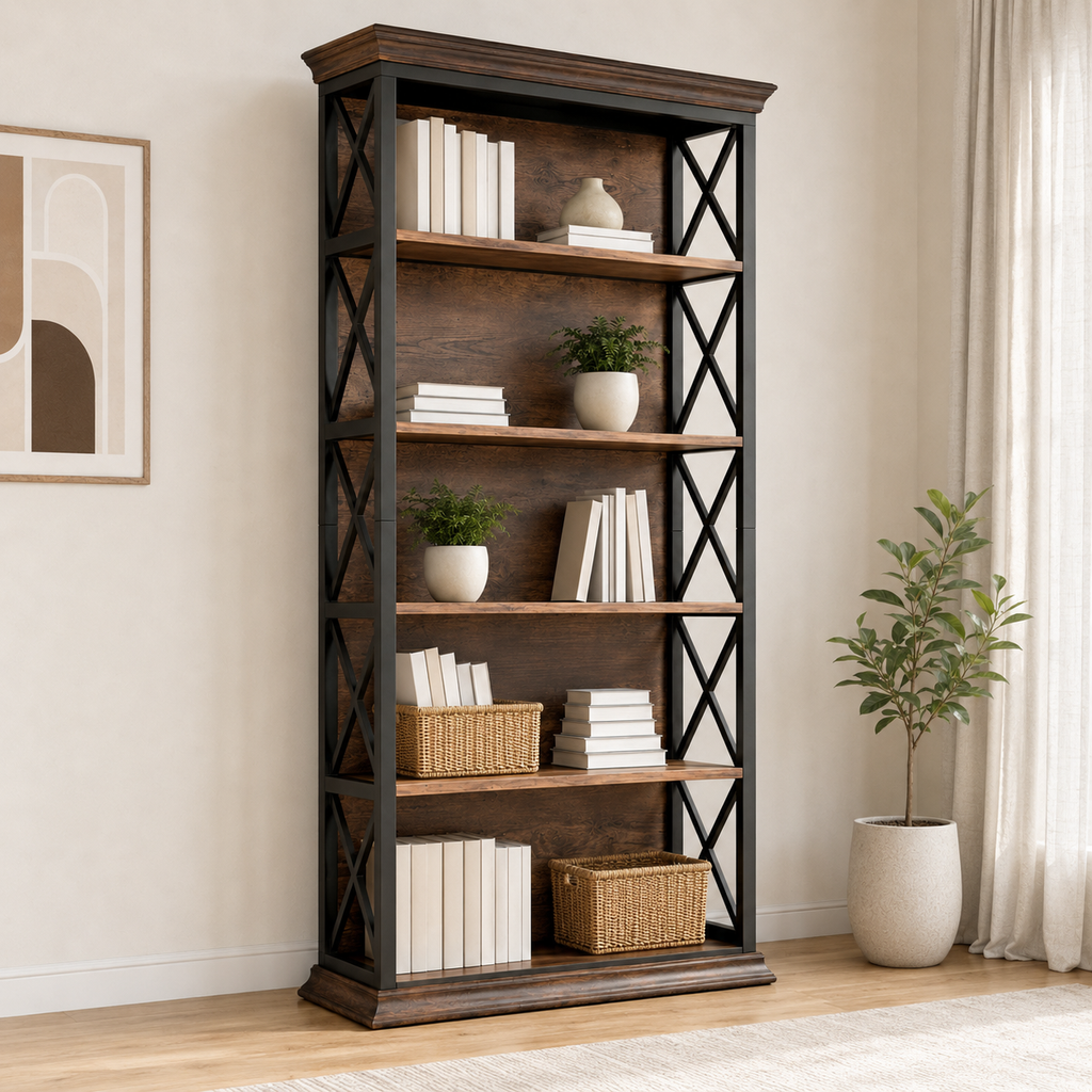 Bibliothèque à 5 niveaux en bois Marius - Marron