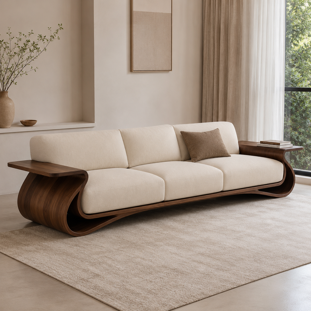Canapé droit en bois Raphaël - 120 cm